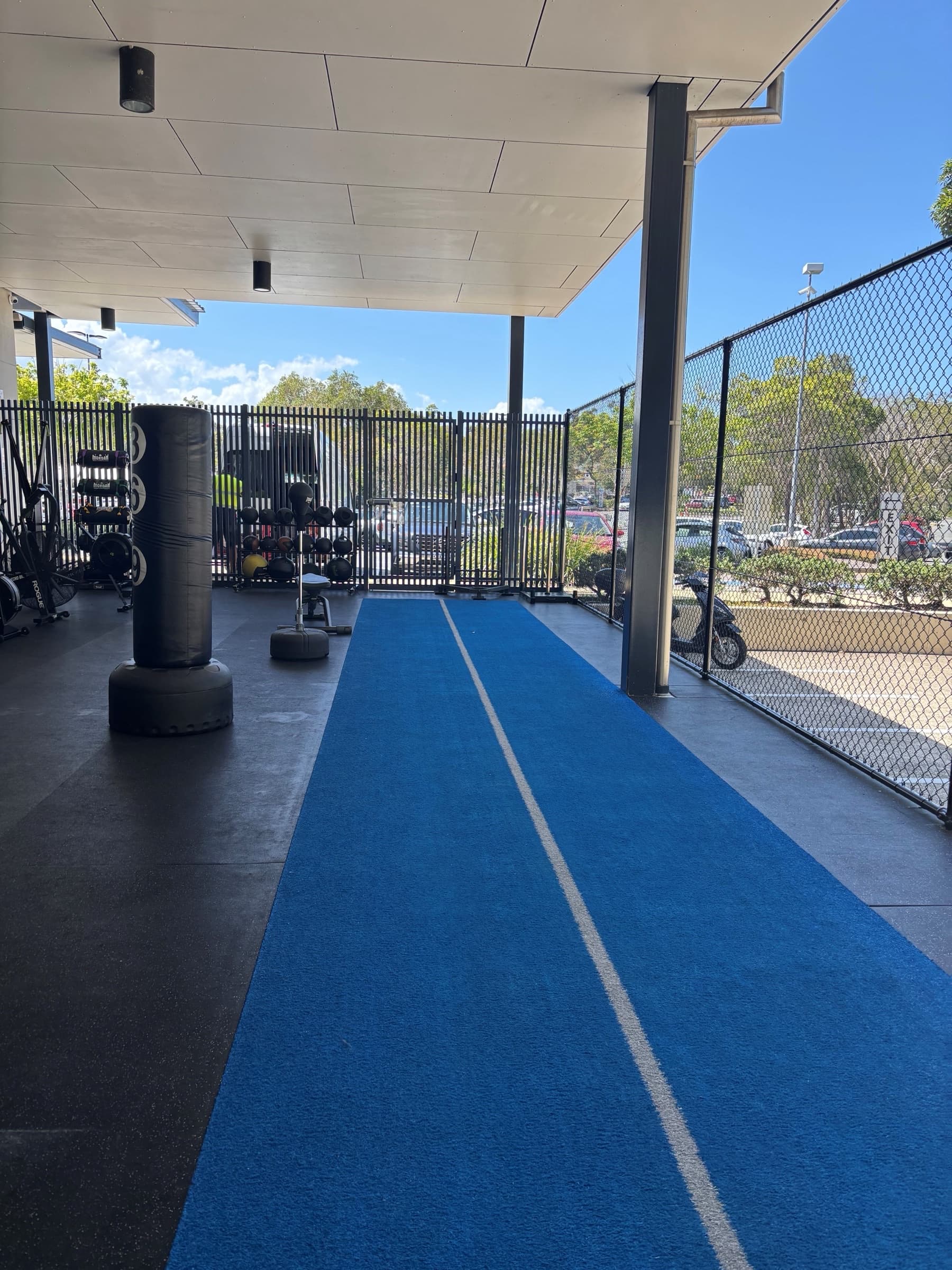 Open-air outdoor zone with kettlebells and functional kit